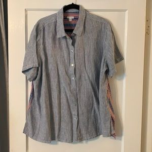J.Jill Linen Button Up Short Sleeve Shirt 2X